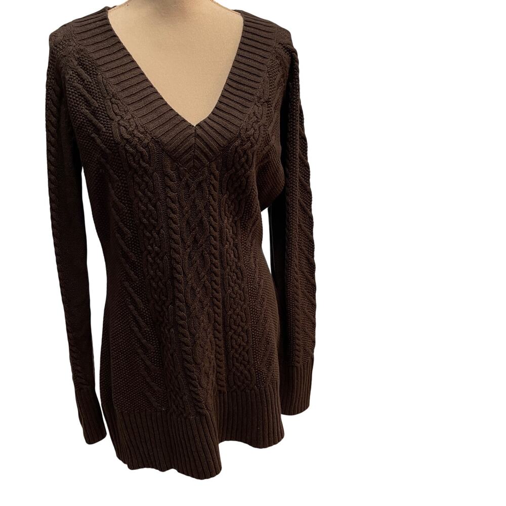 Route 66 Knit Deep V-Neck Tunic Grey Sweater Size XL Women's Clothing